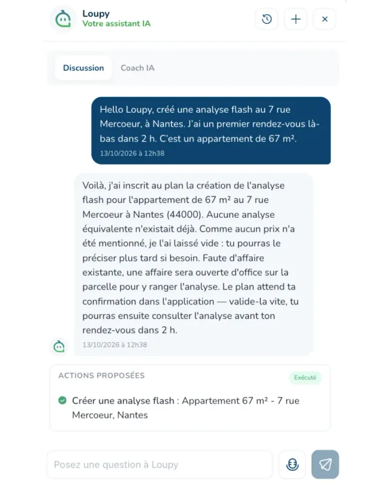 Conversation avec Loupy : création d'une analyse flash