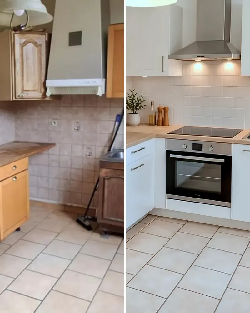 Retouche photo et home staging par l'IA : cuisine avant et après
